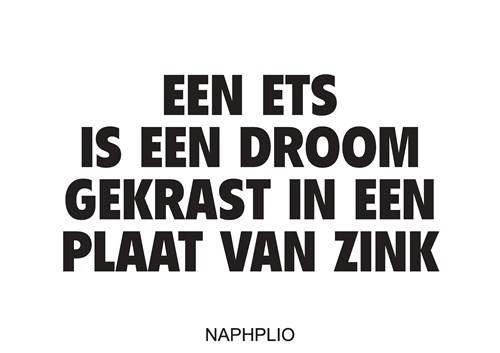 EEN ETS IS EEN DROOM GEKRAST IN EEN PLAAT VAN ZINK